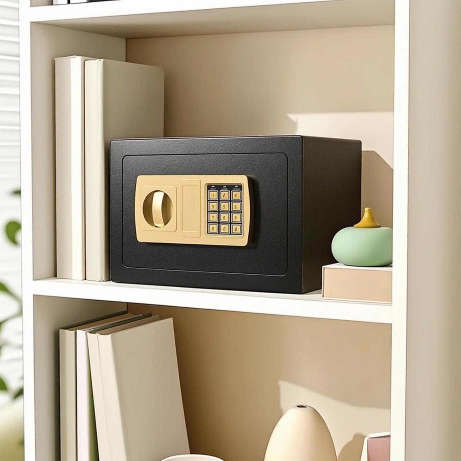 Tirelire Coffre-Fort Métallique Mini Coffre-Fort Sécurisé Caisse pour Enfants, 20E Noir, Modèle Standard sans Fente
