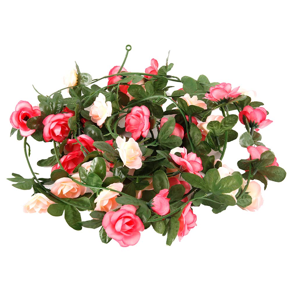 Amazon｜バラ ガーランド 2.5m 45花 1本/2本/5本セット 薔薇 造花  