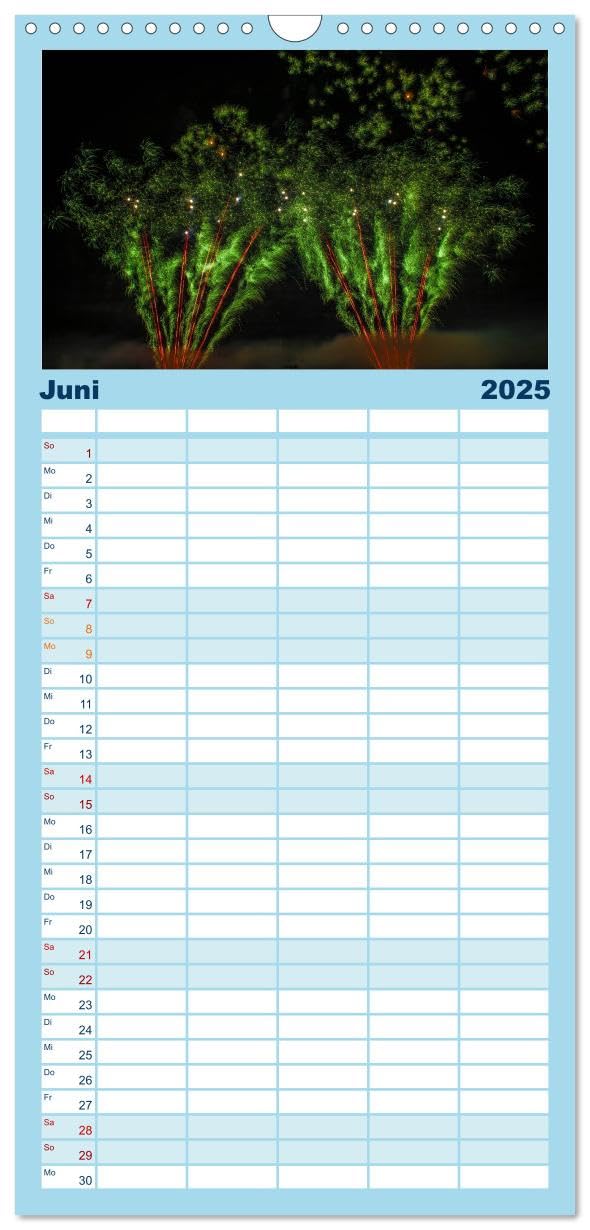Familienplaner 2025 - Das Feuerwerk mit 5 Spalten (Wandkalender, 21 cm x 45 cm), CALVENDO: Lichtmalerei (CALVENDO Spass)