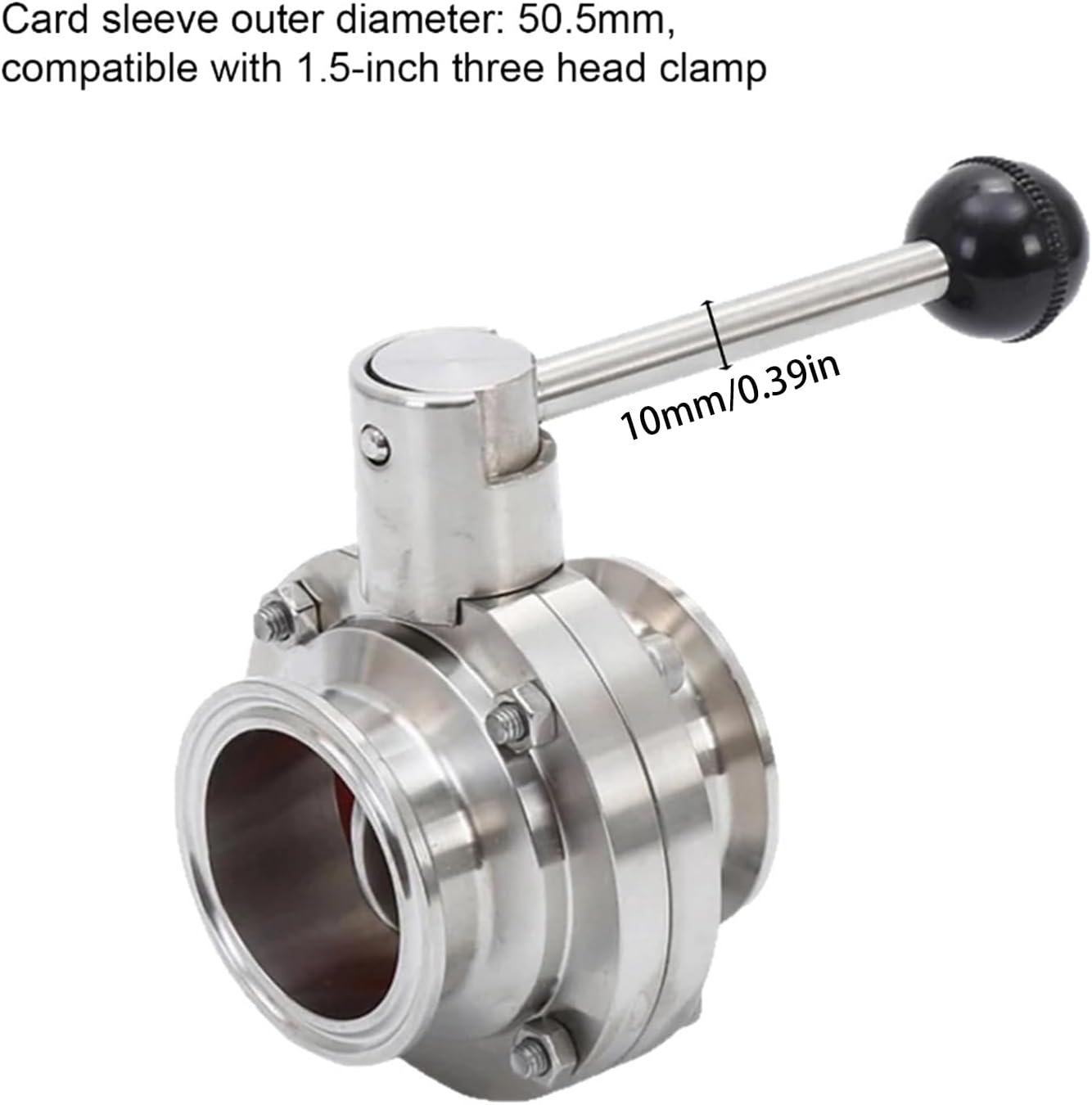 Stainless Steel 1.5" Sanitary Butterfly Valves with Pull Handle Shut Off Controller for Milk Beer Food Industries Stainless Steel Shut Off Flows Controller