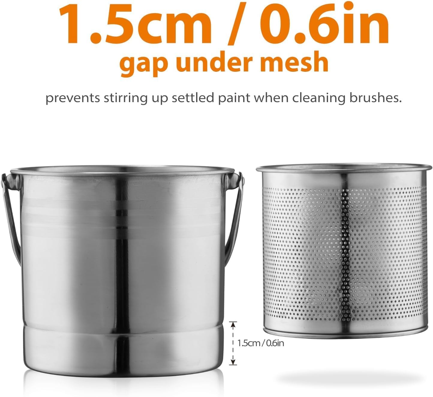 Paint Brush Cleaner Tools- Stainless Steel Brush Washer with Removable Strainer & Dust-Proof Lid, Large Capacity Rinse Cup 60 oz for Oil/Acrylic/Watercolor Brushes(Large Size)