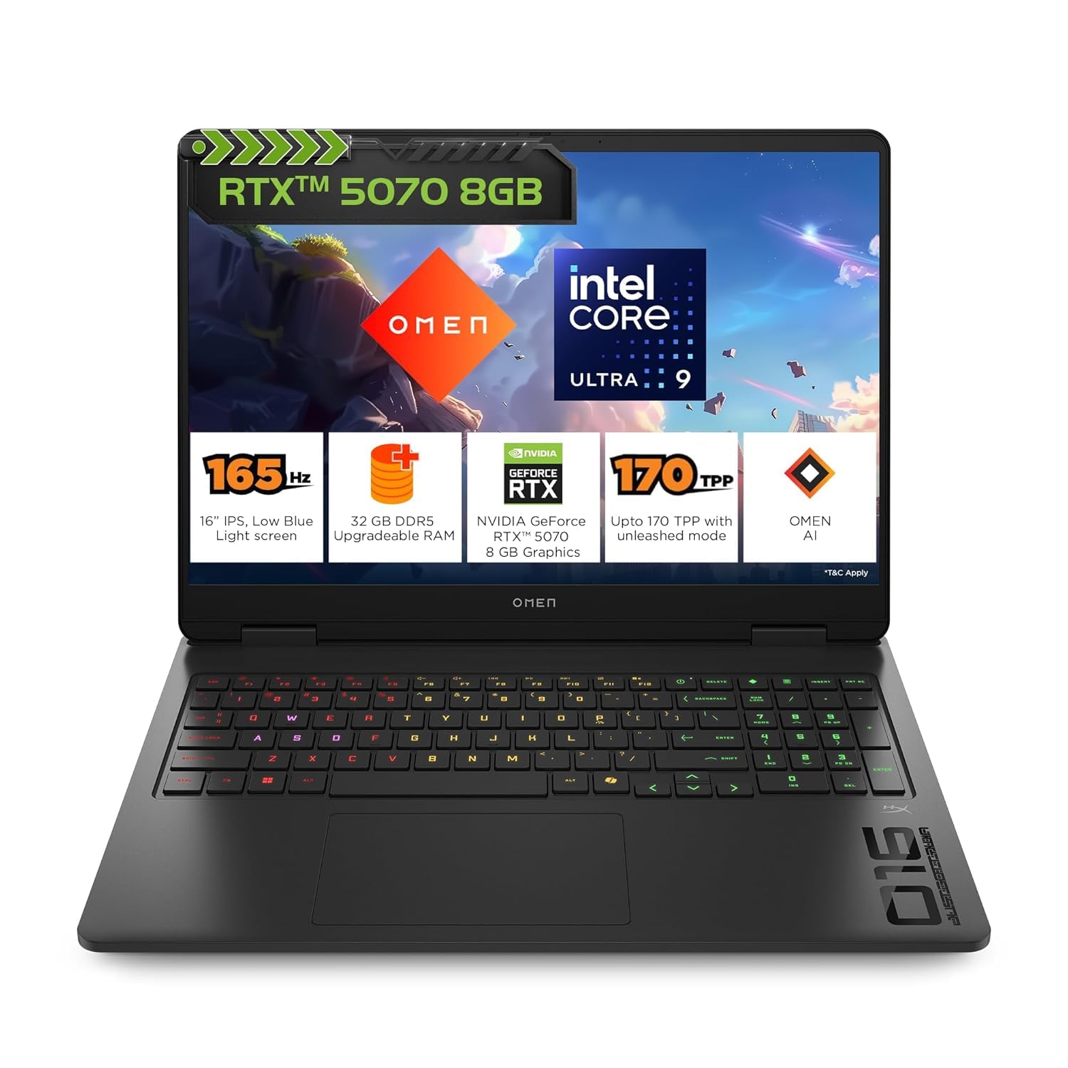 HP Omen, Intel Core Ultra 9 285H, 8GB RTX 5070 (32GB DDR5, 1TB SSD) WUXGA, 2k, 165Hz, 3ms, 400 nits, 16''/40.6cm, Win11, M365* Office24, Black, 2.42kg, an0012TX, RGB Backlit, Gaming Laptop-image-31