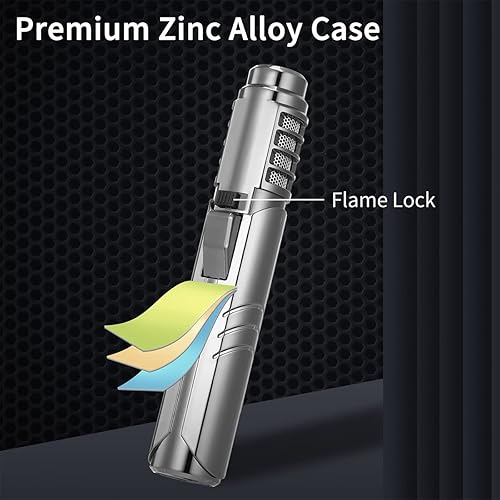 Miniatura 3 de Encendedor de antorcha de chorro de 3,272.0 F, recargable de butano, intensidad de llama ajustable a prueba de viento, con bloqueo de llama para