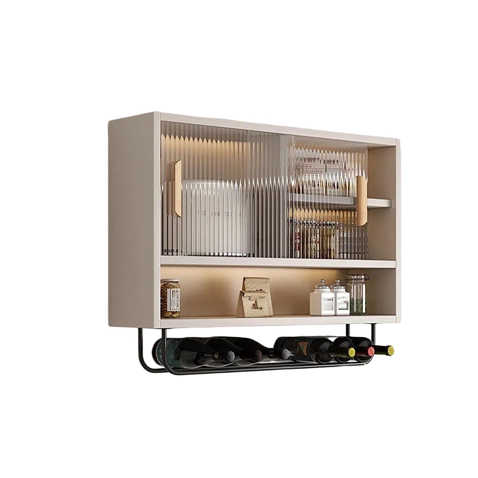 Meuble haut de cuisine coulissant placard suspendu robuste avec tringles 120cm