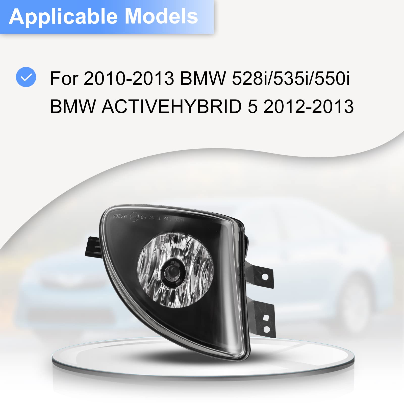 ROXX Fog Lights Compatible with 2010 2011 2012 2013 BMW 528i 535i 550i xDrive Sedan, 2012 2013 BMW ActiveHybrid 5 Sedan Fog Lamp Assembly Driver Passenger Replacement