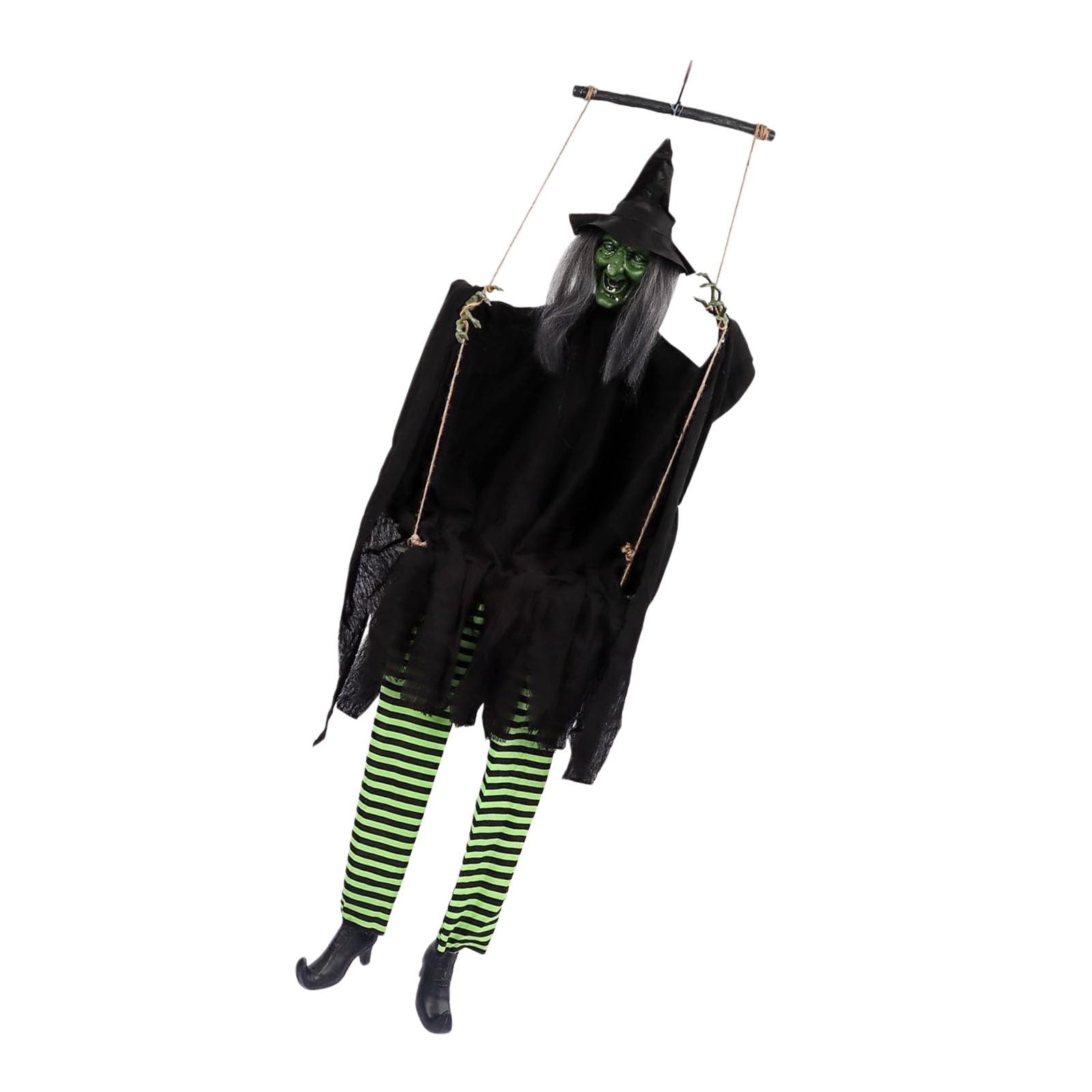 Buxuaaaa Motion Voice Activated Swing Ghostly Halloween Decoration with Light Sound Effect for Porch Garden Festival Decoration Automatic Halloween Animatronic