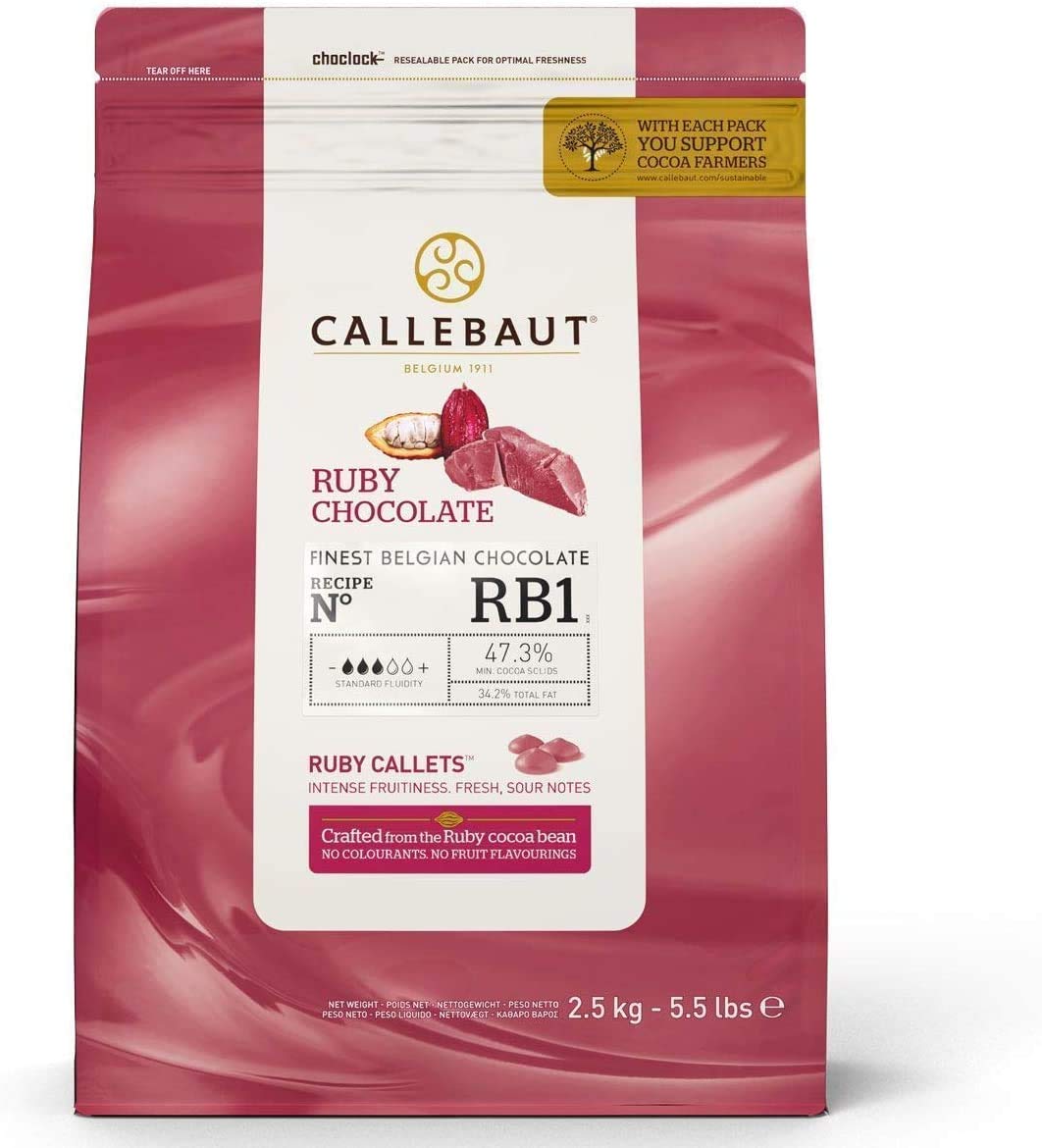 CALLEBAUT RUBY CHOCOLATE - CIOCCOLATO ROSA - FINEST BELGIAN CHOCOLATE - RECIPE N° RB1-2,5 KG