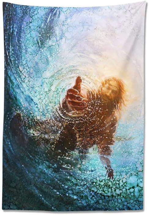 Tapiz de Jesucristo La mano de Dios, telón de fondo para decoración del hogar para dormitorio, sala de estar, fiesta de cumpleaños, 59 x 39 pulgadas