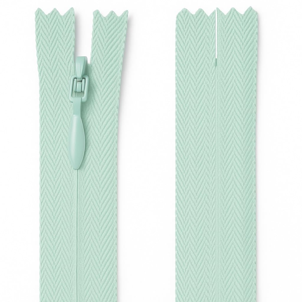 Invisible Zip Pale Aqua 22" (56cm) - Concealed Closed-End Nylon Zipper for Sewing & Dressmaking: Evening Dresses, Bridal Gowns, Coats, Long Skirts & Couture by Giddy Square — image 1