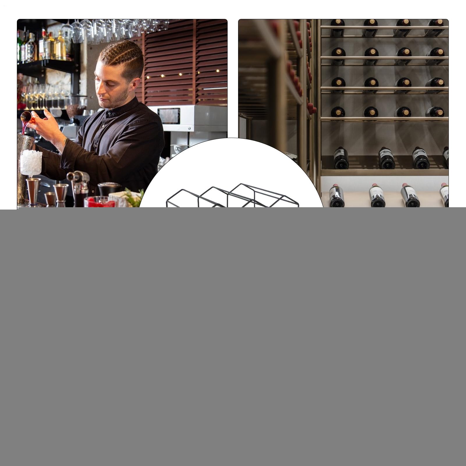 Nizador de botellas de vino de 3 niveles | Gabinete de metal para encimera | Soportes de suelo | Elegante solución de almacenamiento de vino para el hogar y la cocina
