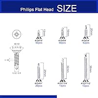 Vista 3 de #10 Flat Head Self Drilling Screw Assortment Kit, Length 1/2'' to 1-1/2'', 410 Stainless Steel Self Tapping Screws for Sheet Metal Attach Metal Lath