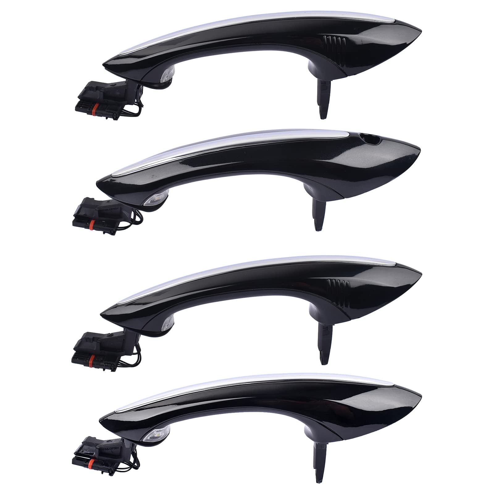 Lot de 4 poignées de porte avant et arrière noires 51217231931/2/3/4 compatibles avec 5' F07 F10 F11, 6' F06 F12 F13, 7' F01 F02 F03 F04