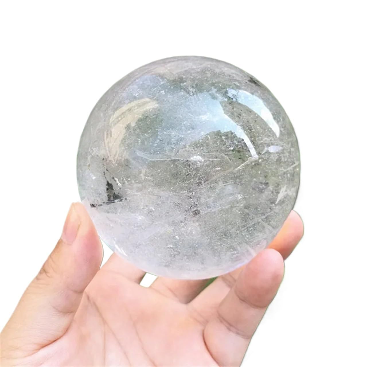 HAOYUNS Beautiful Natural Clear White Crystal Quartz Sphere Ball for Home and Office Decoration(500g)