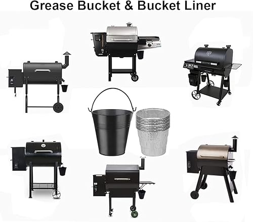 Miniatura 5 de Reemplazo del deflector de calor de la bandeja de goteo, cubo de grasa de goteo para parrilla con 10 piezas de aluminio desechables de aluminio para