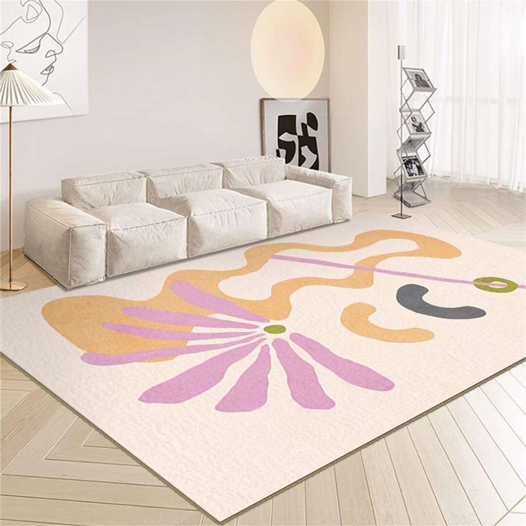 Tapis de sol doux et confortable à cheveux courts beige 160x200