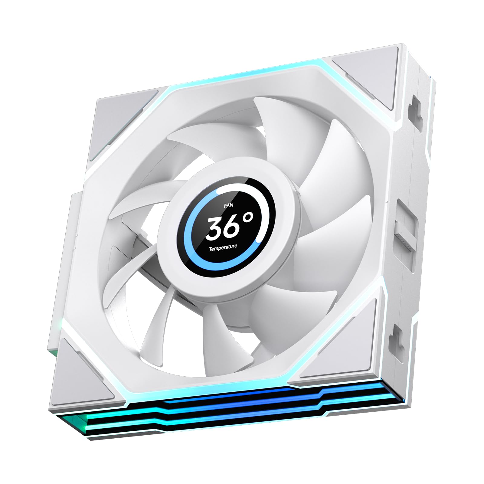 TZMRIT Interstellar-V4 LCD Daisy Chain RGB PC Fan 120 mm, 1.5 Inch LCD/24 LEDs/2100 RPM/61.54CFM/28 mm (White Reverse)