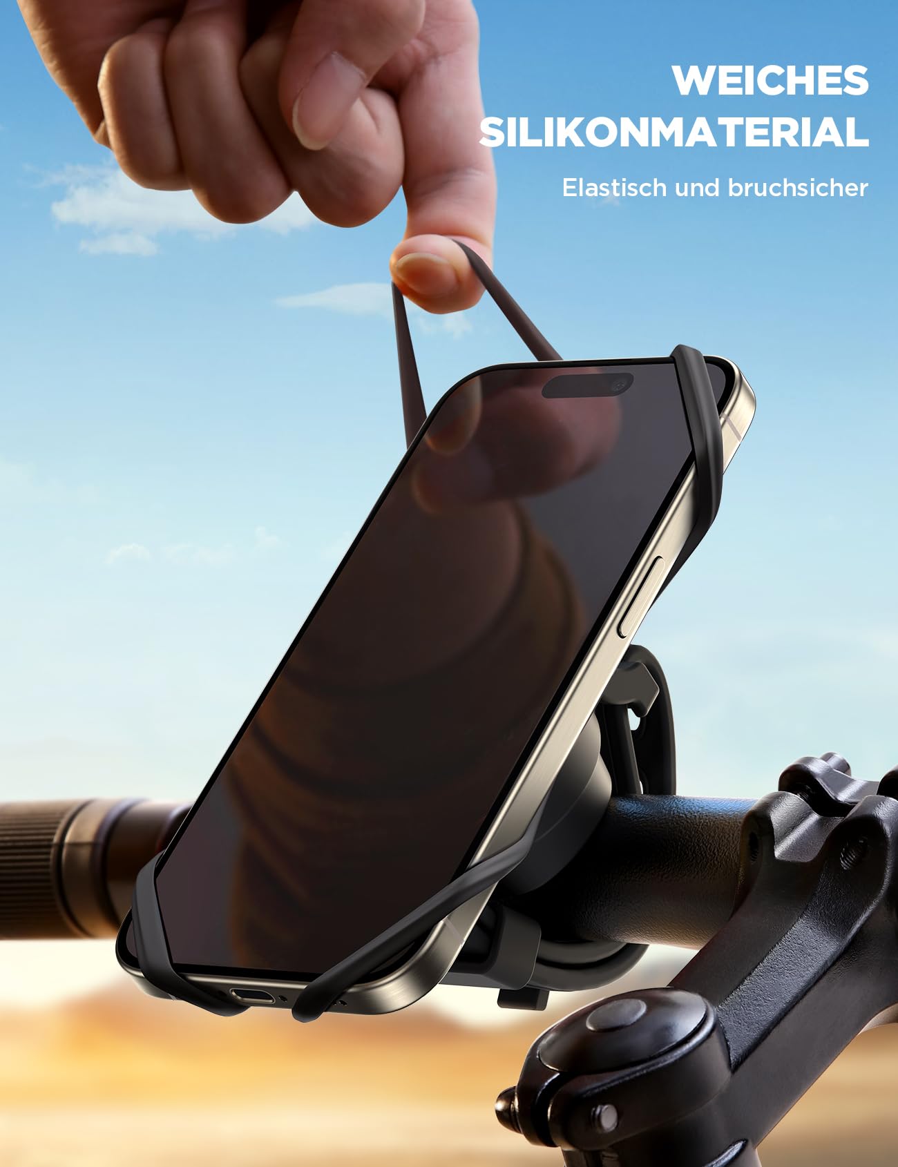 JOYROOM Handyhalterung Fahrrad 2026 Neueste [Silicone Stoßdämpfung] Handyhalterung Motorrad 360° Drehbare Lenker Halter für Rennrad, E Scooter, Kinderwagen, für iPhone 17 16 15 Smartphone 4,0-7,2 Zoll