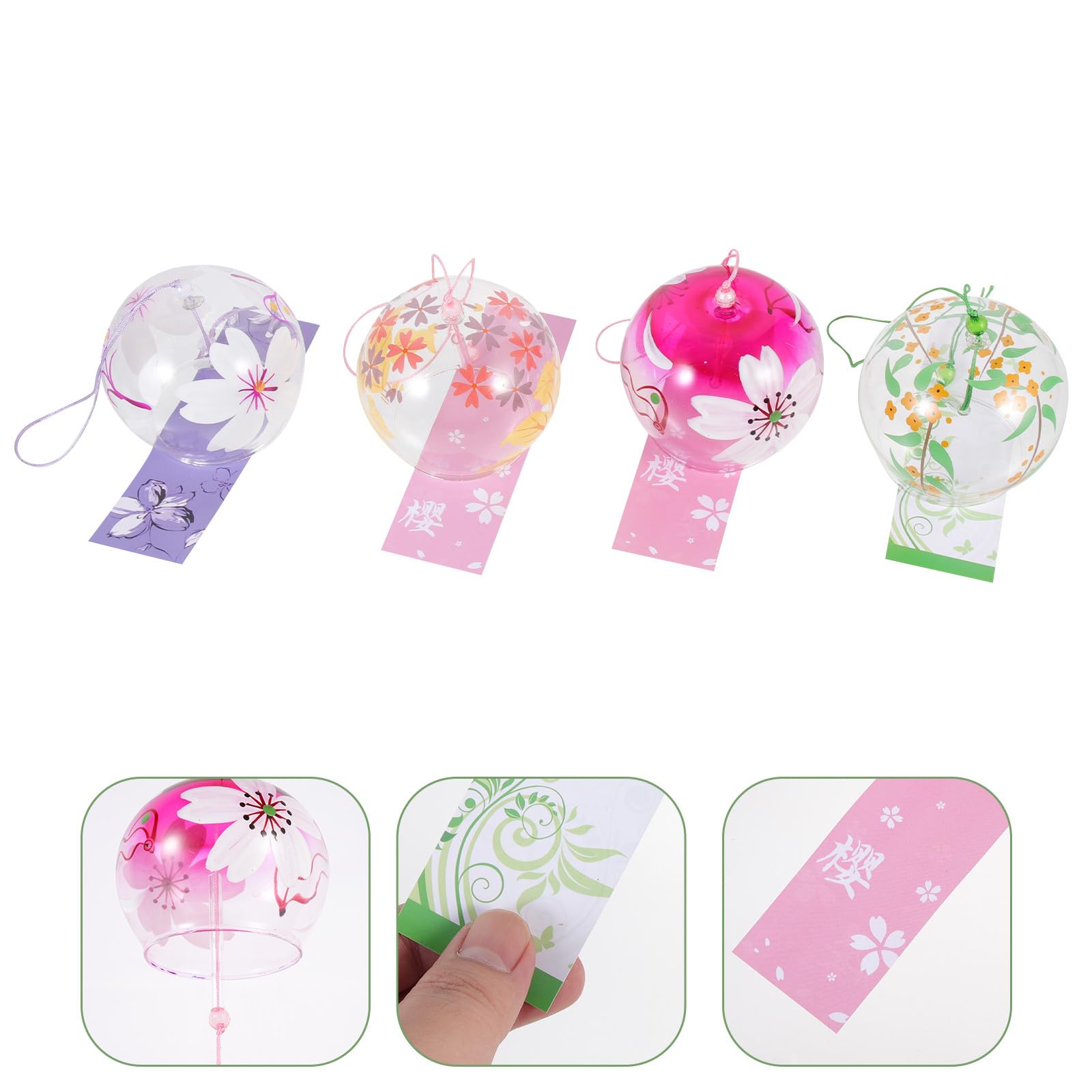 jojofuny Campane a Vento in Vetro 4 Pezzi Decorazioni da Appendere per Balcone e Giardino Design Semplice e Rilassante per Arredamento Casa