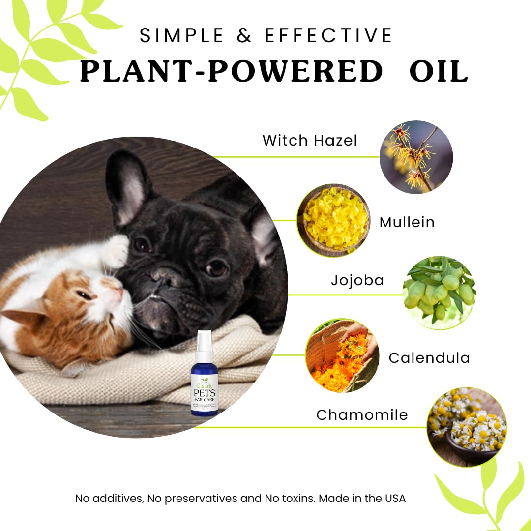 Isabella's Clearly Aceite natural para orejas de perros y gatos para eliminar la cera y aliviar el picor con caléndula, hamamelis y gordolobo