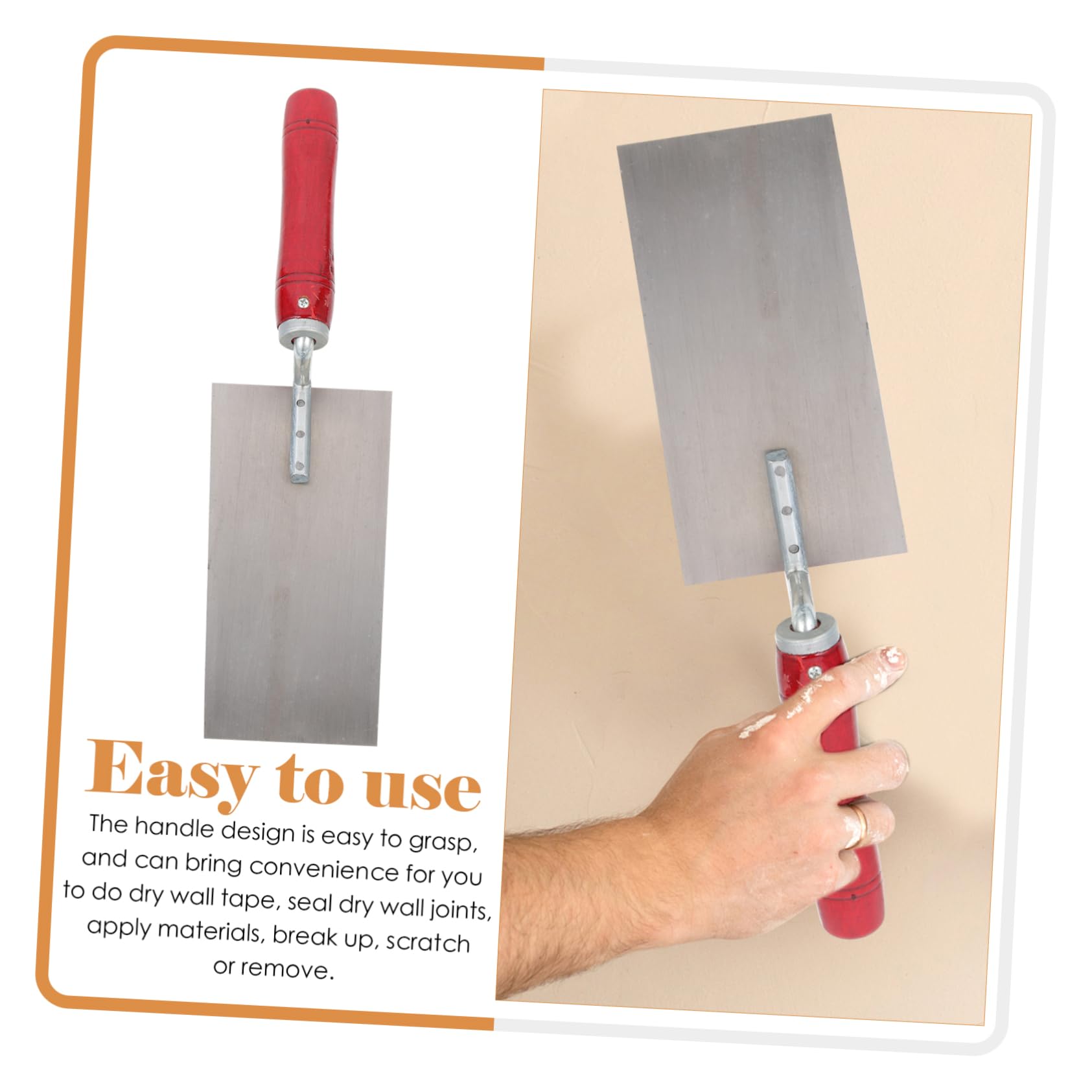 SHINEOFI Truelles à Maçonnerie Design Riveté Lot de 3 en Acier Inoxydable Manche en Bois Haute Efficacité et Résistance, pour Plâtre et Pose de Carreaux