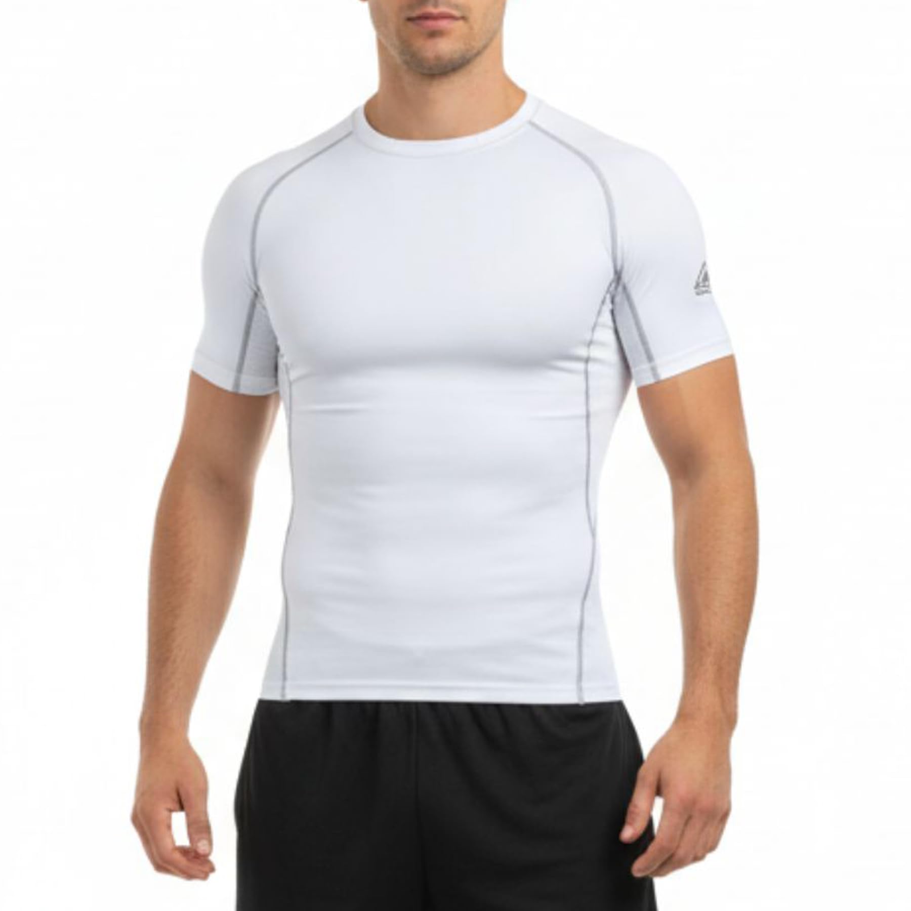 AMZSPORT Maglietta a Compressione da Uomo, a Maniche Corte, Funzionale, Cool Dry, per Allenamento e Corsa