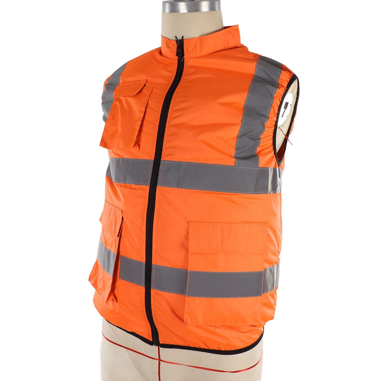Acouto Fajna kamizelka letnia chłodząca kamizelka z wentylatorem klimatyzowana odblaskowa w paski do wielokrotnego ładowania ubrania robocze 5 V fluorescencyjna zieleń XXL poczuj, że puszka w