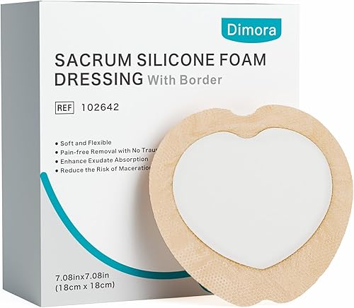 Miniatura 31 de Dimora Vendaje grande ultra suave para heridas, vendaje de espuma adhesiva de silicona con bordes, 7 x 7 pulgadas (almohadilla de 5 x 5 pulgadas)