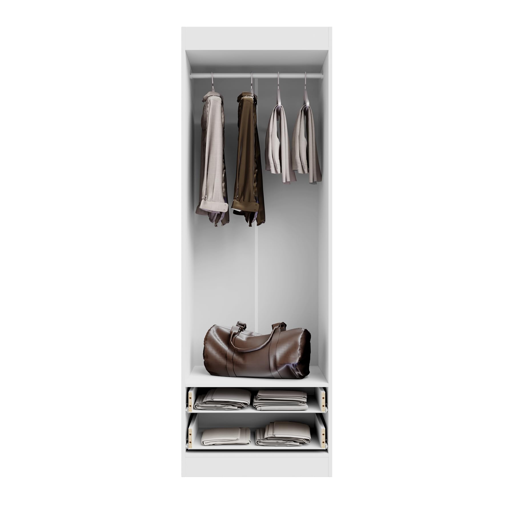 Buyqualia - Armario Ropero 2 Puerta - 2 Cajones, Blanco Snow