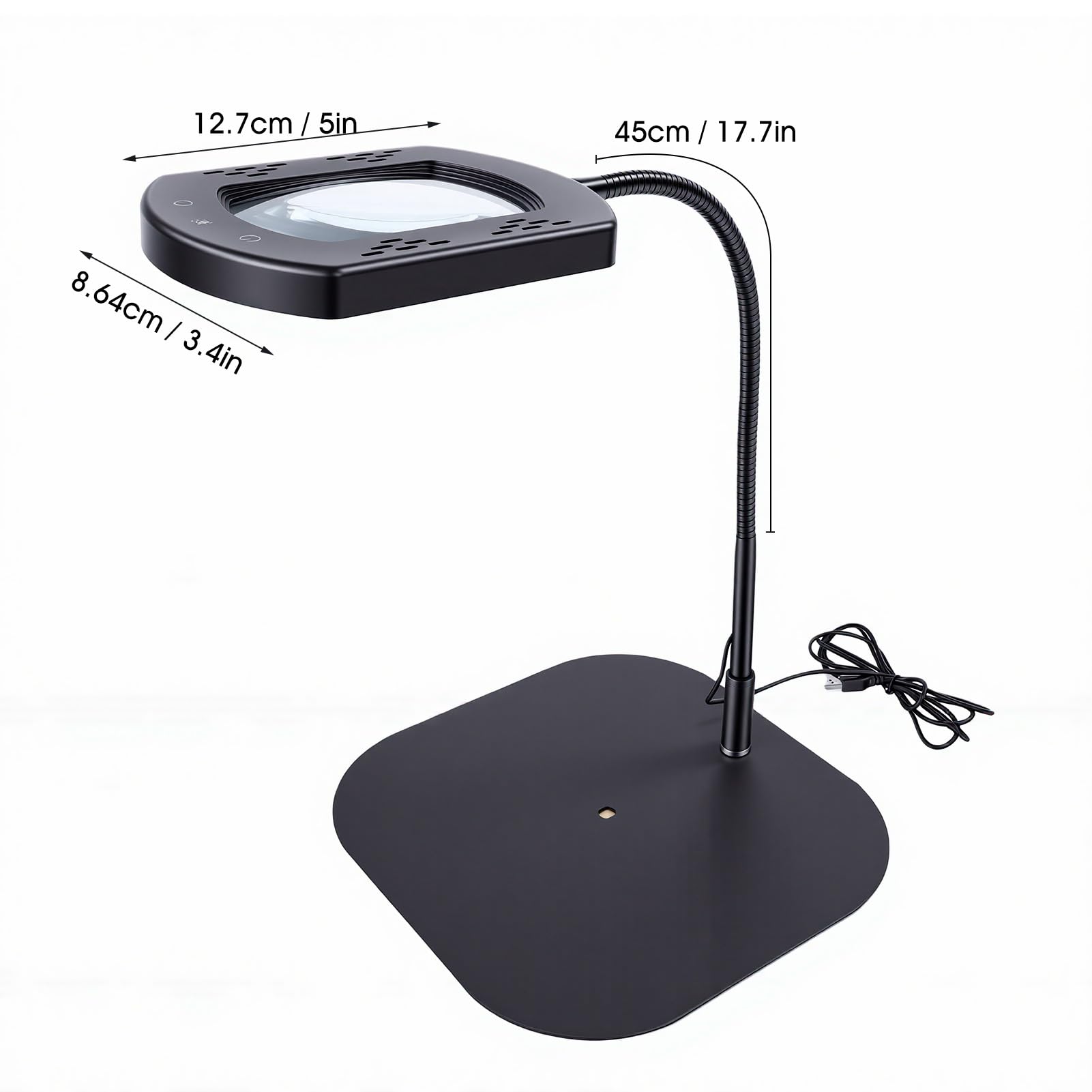 Luocute Lámpara de Aumento 10X con Cuello de Cisne Flexible, Luz LED, 5 Modos de Color y 3 Niveles de Brillo Lupa Iluminada para Lectura, Manualidades, Costura, Fabricación de Joyas