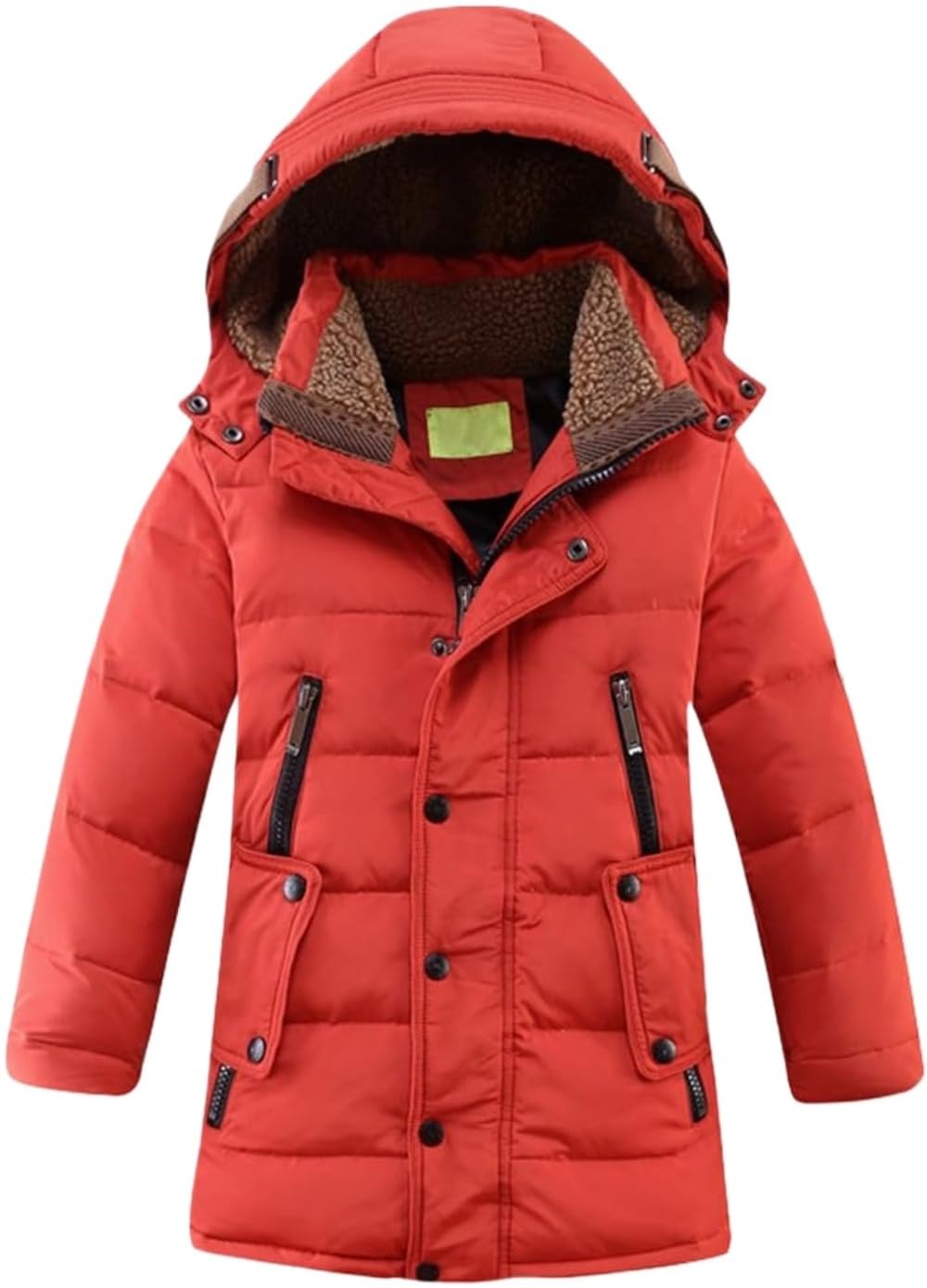 Hecatombic Ragazzi Autunno E Inverno di Media Lunghezza Addensato Caldo Antivento con Cappuccio Piumino per Bambini All'aperto Tempo Libero Neve Full Cerniera con Tasche Parka Cappotto