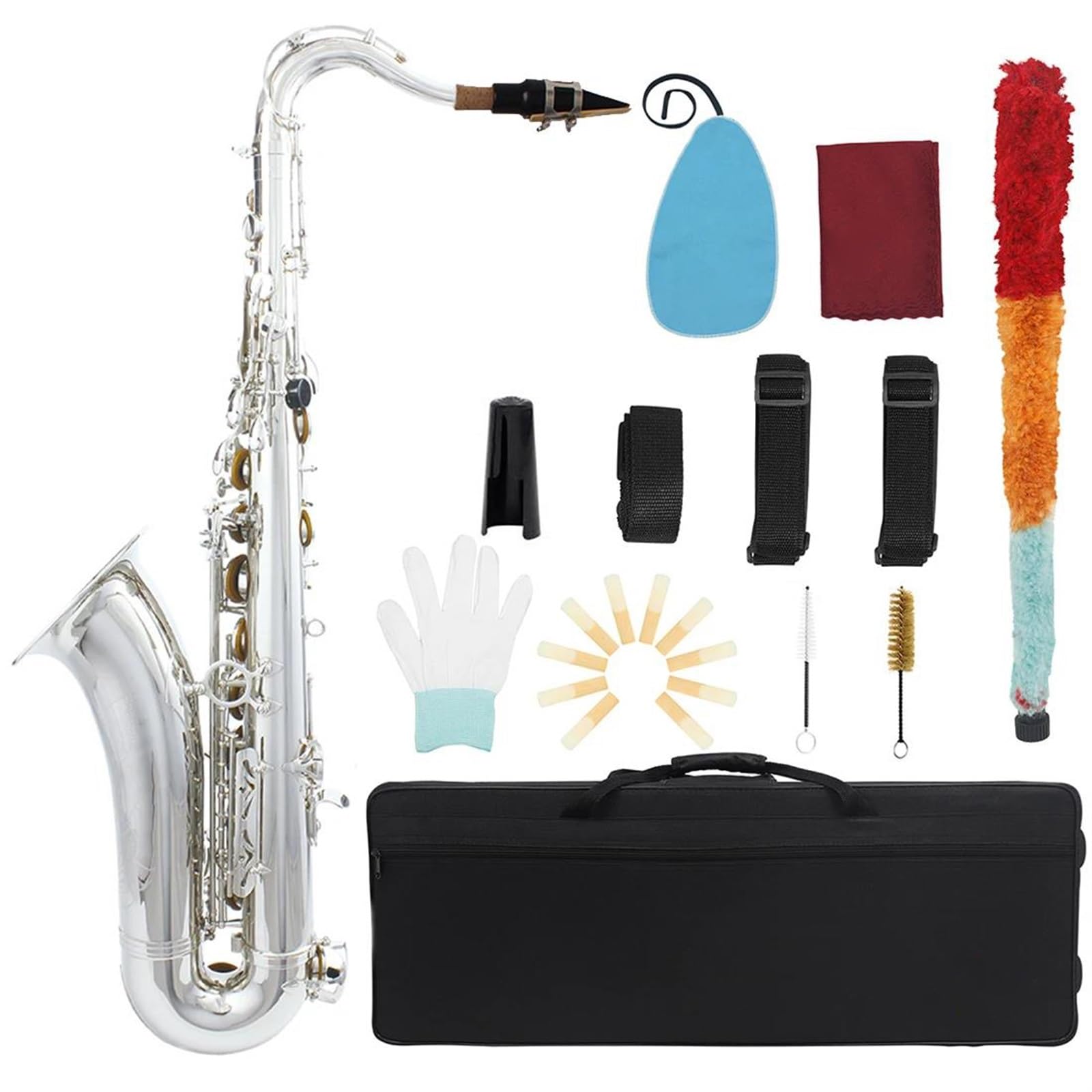 Saksofon Tenorowy Bb Srebrny Saksofon Tenorowy Instrument Jazzowy Z Futerałem Akcesoria Do Instrumentów Muzycznych profesjonalny Saksofon