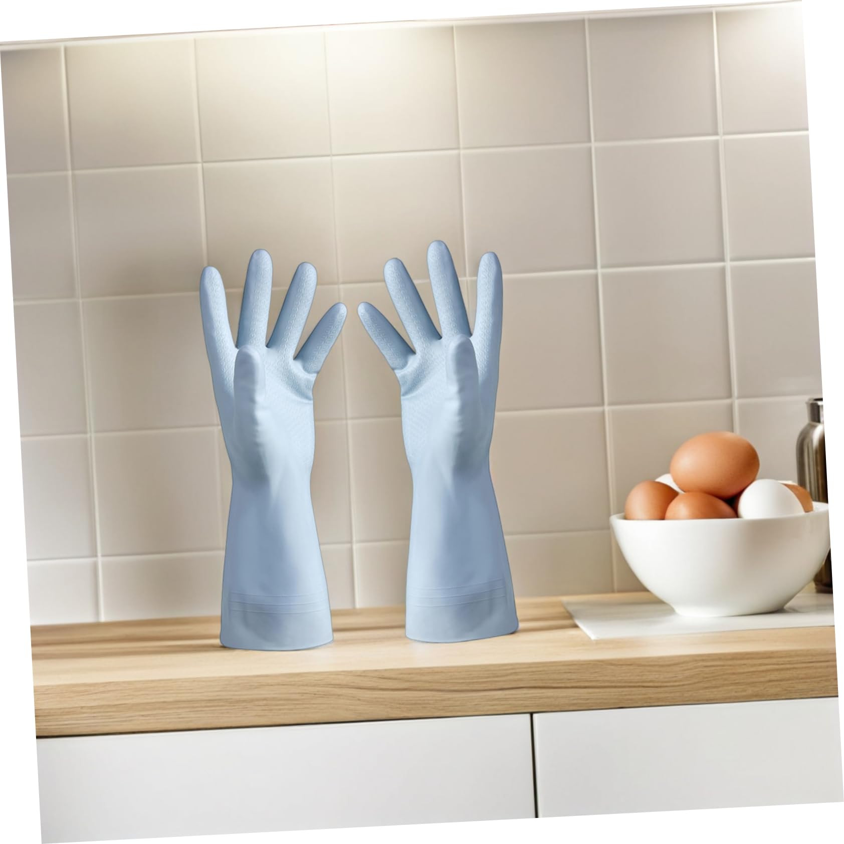 Healeved 6paia Guanti da Cucina Impermeabili Riutilizzabili in PVC per Lavare i Piatti Pulizia della Casa Design Antiscivolo per Presa Sicura