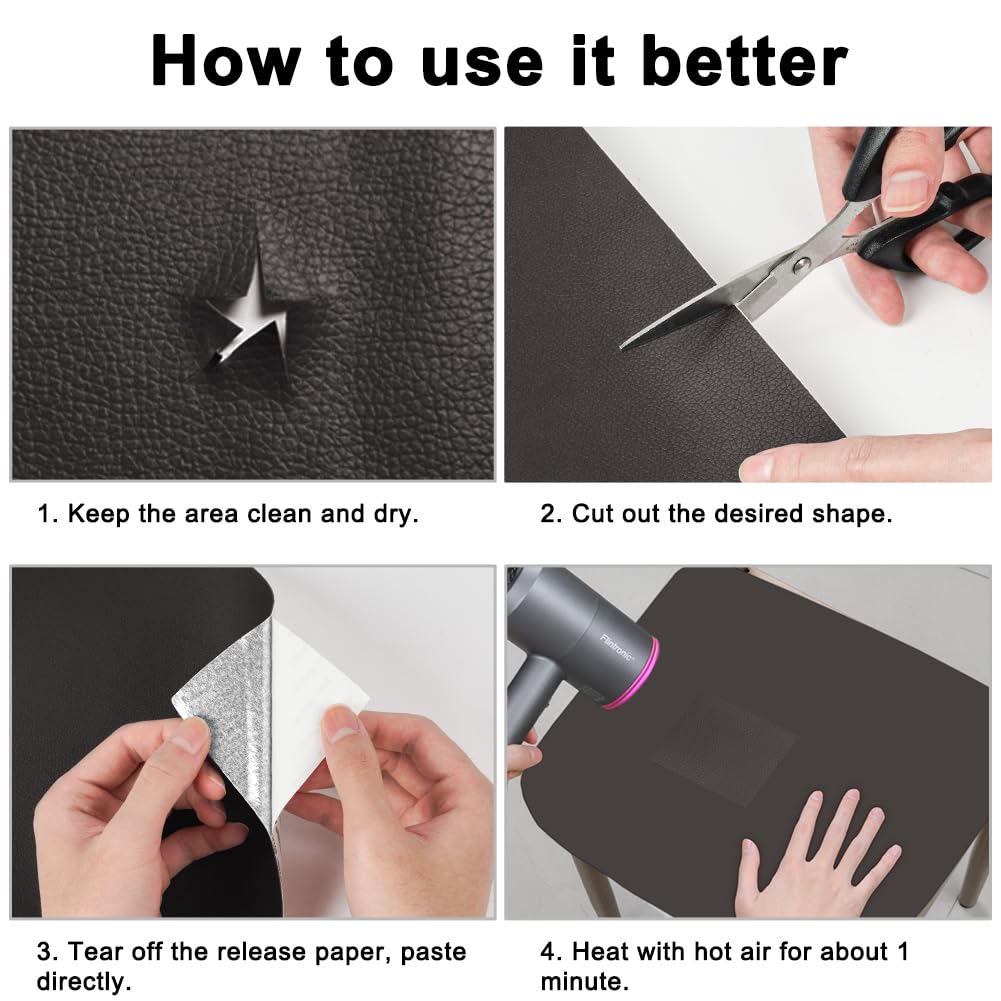 Toppe Riparazione Pelle Autoadesive - 19x14 Cm, Per Divani, Auto, Borse, Facili Da Applicare