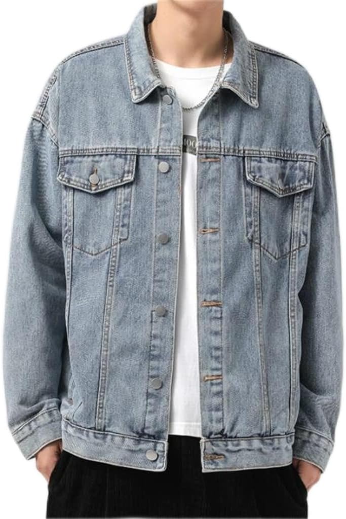 Washed Patchwork Casual Top Denim Jacket Men's Autumn Retro Work(XL code)