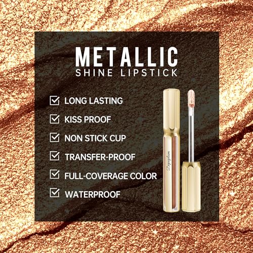 Image of Depuplum Gold Lipsticks for Women Metallic Glitter Lipstick Long Lasting