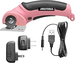 GREAT WORKING TOOLS Tesoura Elétrica Tesoura Elétrica Sem Fio para Cortar Tecido, Papelão, Plástico, Cortador Rotativo Elétrico, Rosa