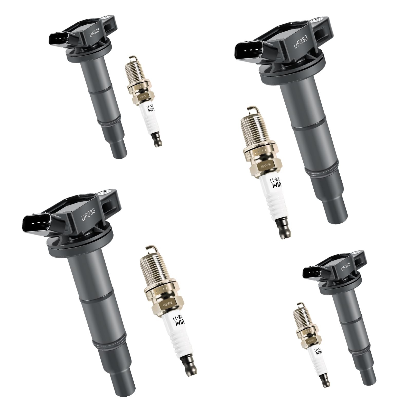 STZJAYE UF333 Ignition Coil and Iridium Spark Plug Set of 4 Pack Compatible with Pontiac Vibe 2009 2010,for Scion tC 05-10,for Toyota Camry 2002-2009,