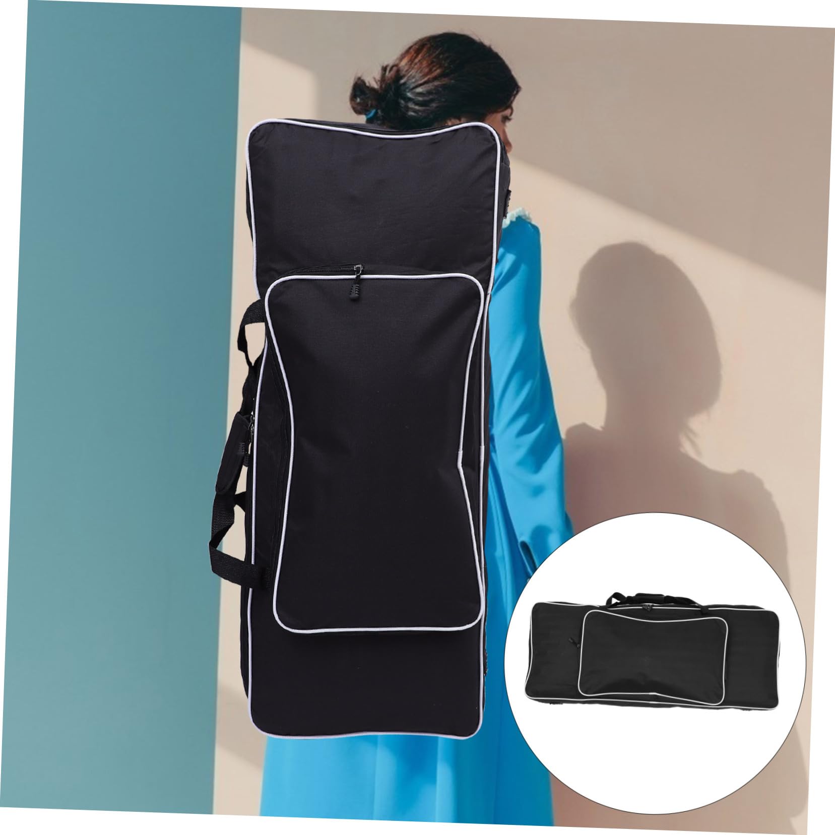 Kisangel Borsa Per Tastiera Elettronica 61 Tasti Imbottita Oxford Cerniera Bidirezionale e Protezione Imbottita Per Trasporto Pianoforte Elettrico Uso Esterno