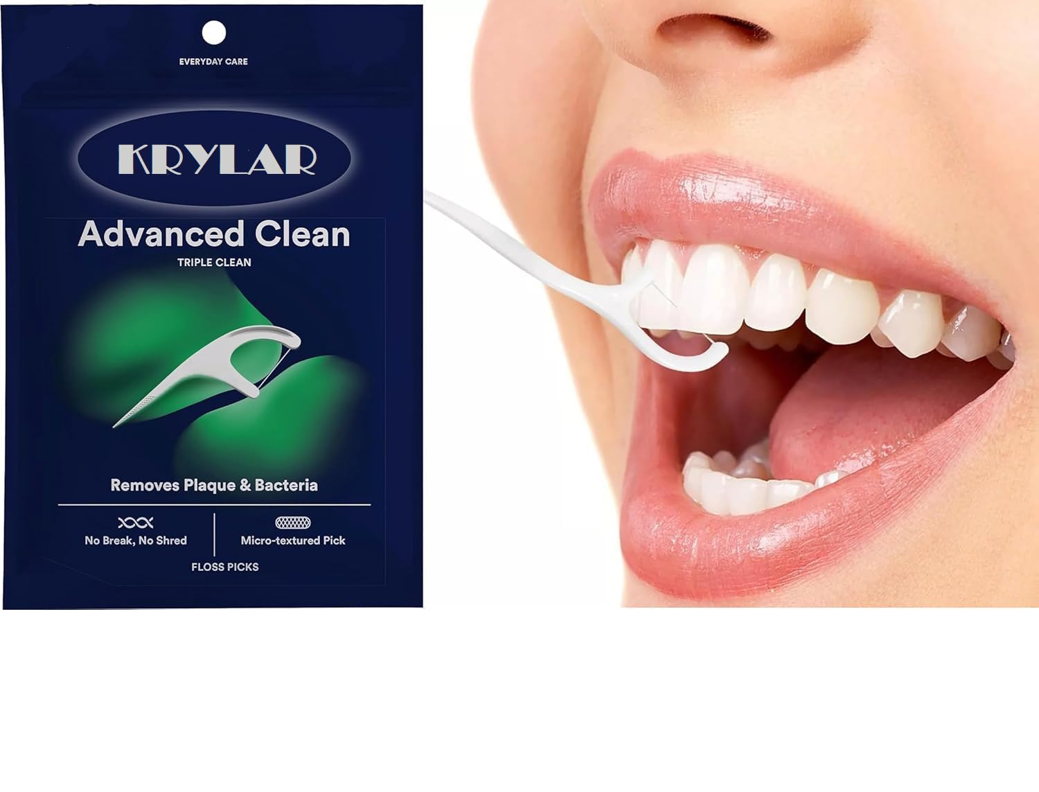 KRYLAR-90pcs Dental Floss Picks with Unique Handle Design, Strong Polyethylene (PE) Thread, 3-in-1 Professional Teeth Cleaning Flossers with Toothpick - Comfortable Grip & Durable Oral Care Kit(white)-image-21