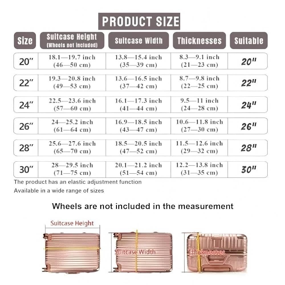 Funda Protectora for Equipaje de 24/26 Pulgadas, Resistente a la abrasión, sin Necesidad de Desmontar, for Maletas de Viaje.(Black,26 Inch)