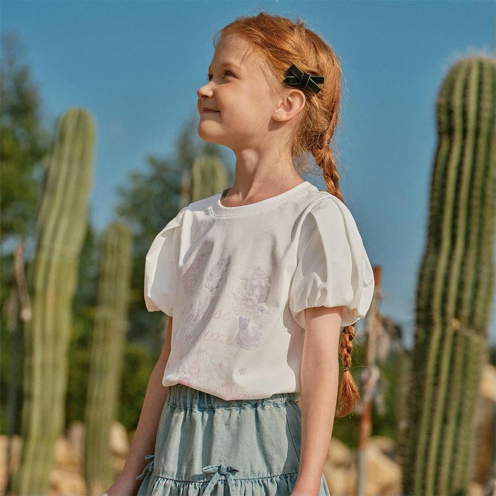 CYBHSM - Camisetas de verano con estampado de dibujos animados para niñas, camisetas de algodón de manga corta para niños, ropa casual al aire libre