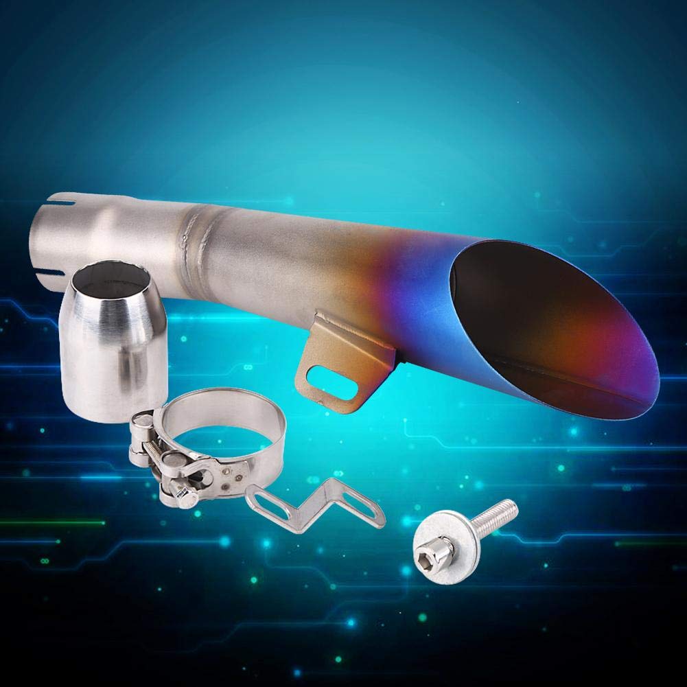 Échappement Moto Universel Acier Inoxydable - Semi Bleu - Diamètre 35-51mm - Côté Droit