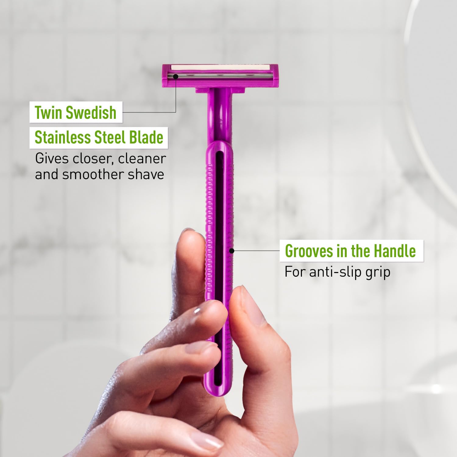 Sirona Disposable Hair Removal Razor For Women, With Aloe Boost For Arms, Legs And Bikini Line, 2 Blade Shaving Razor - Pack Of 3 - Image 5 thumbnail
