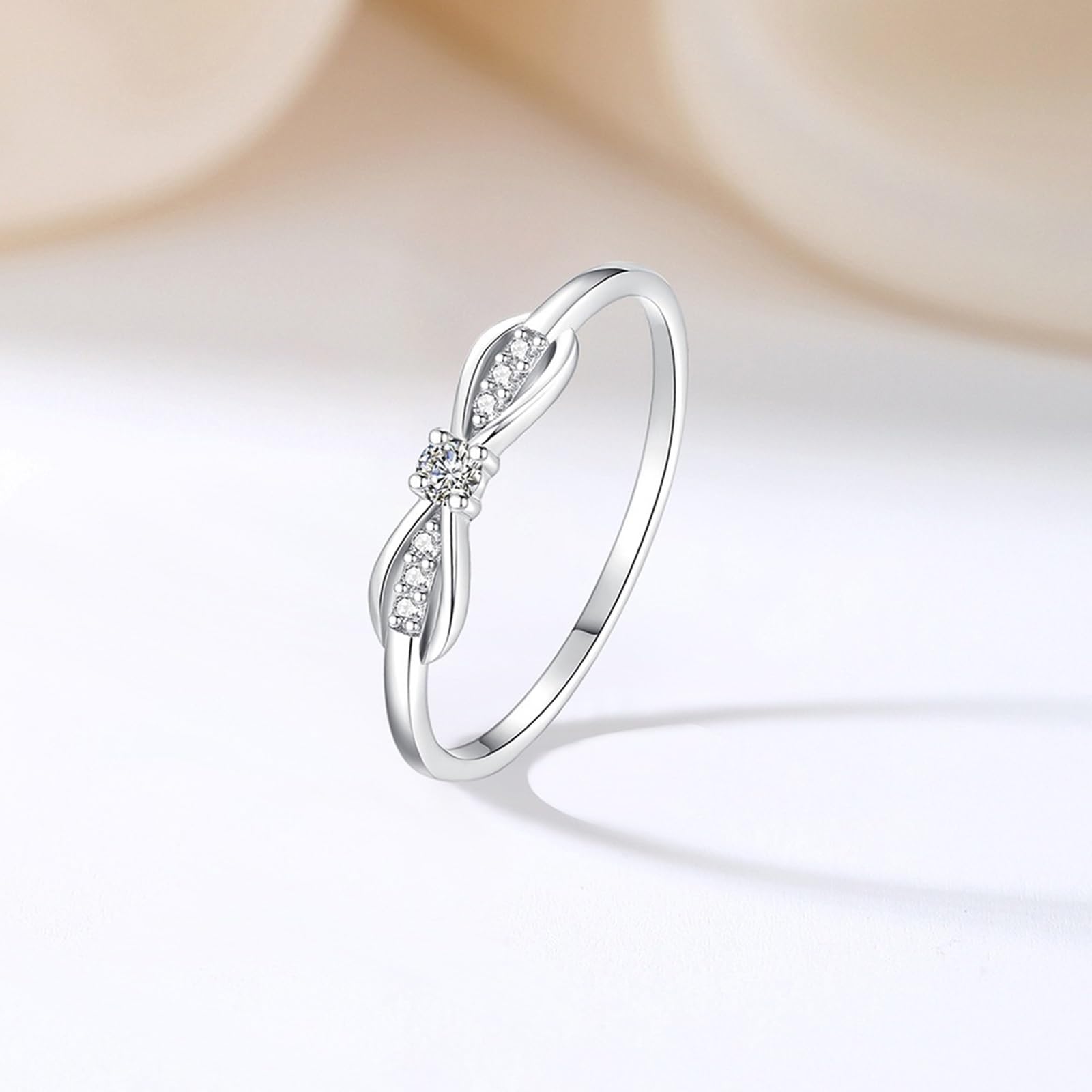 Hochzeit Ringe, Frauen Schleifenknoten mit rundem Diamant-Verlobungsring