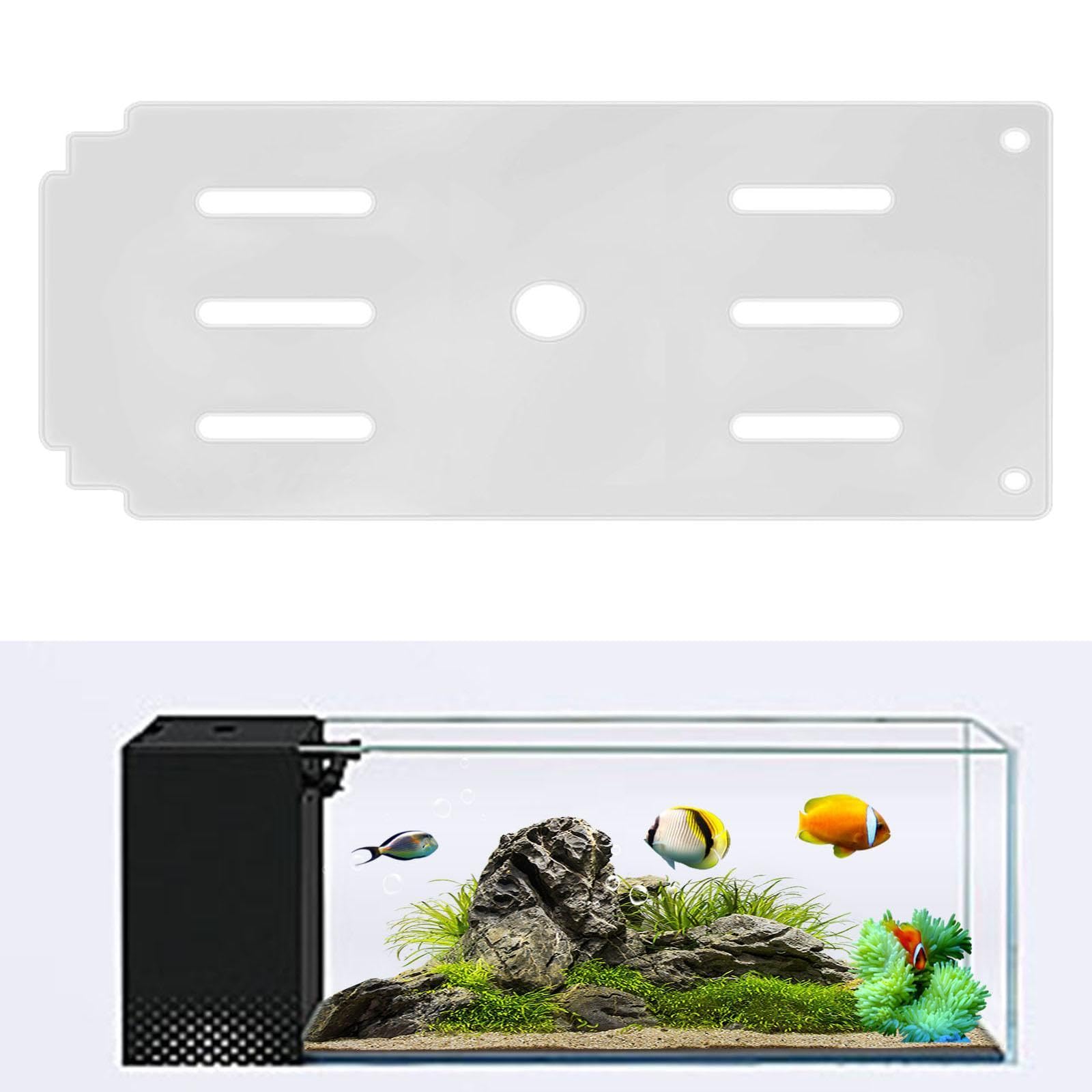MagiDeal Couvercle d'aquarium avec Trous d'alimentation, Anti-Saut, auvent en Acrylique, 40x15cm