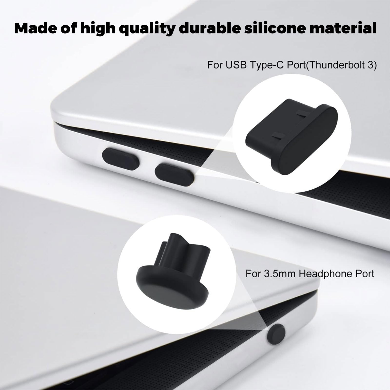 BelleVive 40 Pezzi di coperture per Porta USB, Tappi Antipolvere in Silicone per Fotocamera del Computer, USB, USB C, RJ45, HDMI, Porta SD, Porta Cuffie, Porta Audio (8 Tipi