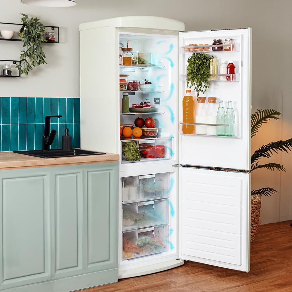 Cecotec Frigorífico Combi Retro Beige Bolero CoolMarket Combi Origin 294+ Beige E. Frigorífico combi 2 puertas, 294L, Total No Frost, Multi Cooling, Fast Freezing, clase E, acabado vintage resistente. — view 5