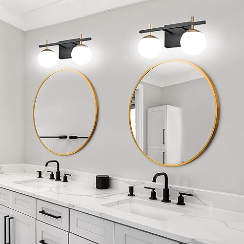 Miniatura 4 de Lámparas de baño sobre espejo, luz moderna de tocador de baño de mediados de siglo, accesorios de iluminación de baño con vidrio lechoso, lámpara de