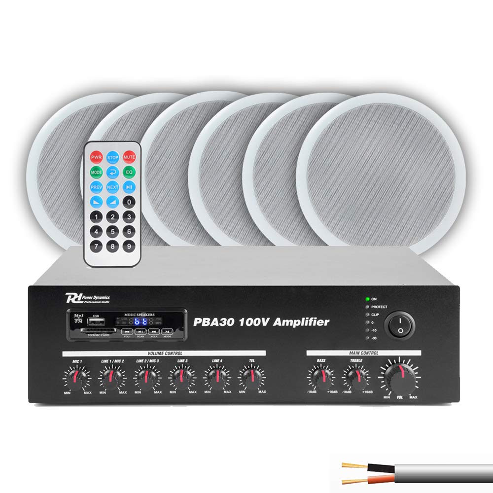 Buy Power Dynamics 6 Speakers Bluetooth Amplifier 100V LIne Cafe Bar