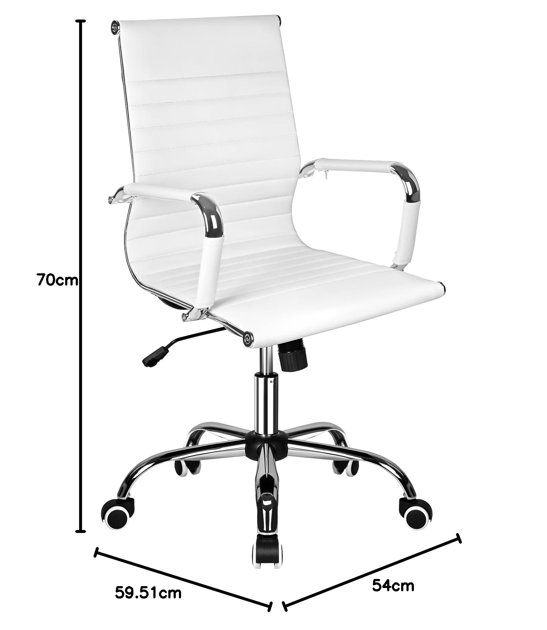 T-LOVENDO.ES Silla de Oficina o escritorio Blanca de Diseño Moderno y elegante - Ergonomica y Reclinable - de Piel Cuero Sintetico. Ideal Sala de reuniones